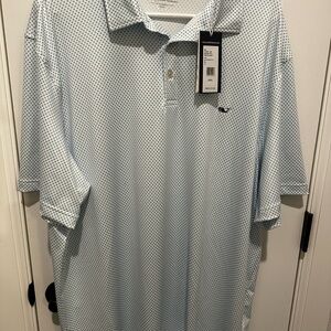Vineyard Vines Men's Light Blue Star Patterned Polo